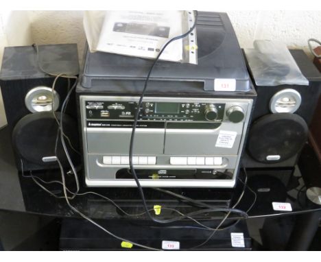 STEEPLETONE MUSIC SYSTEM WITH TWO SPEAKERS, REMOTE AND MANUAL