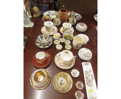 DECORATIVE CHINA INCLUDING AYNSLEY DRESSING TABLE WARE, CABINET CUPS AND SAUCERS ETC