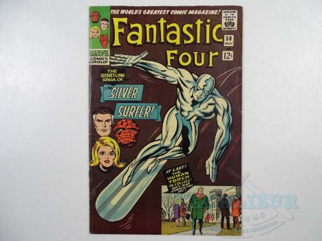 FANTASTIC FOUR #50 (1966 - MARVEL) - Third appearance for both Silver Surfer &amp;  Galactus + Johnny Storm goes to college +