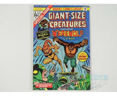 GIANT-SIZE CREATURES: WEREWOLF BY NIGHT #1 (1974 - MARVEL) - First appearance of Tigra + Werewolf by Night appearance - Flat/