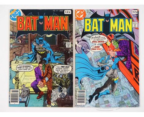 BATMAN #313 &amp; 314 (2 in Lot) - (1985 - DC - UK Price Variant) Includes First Tim Fox, the Future State Batman + Two-Face,