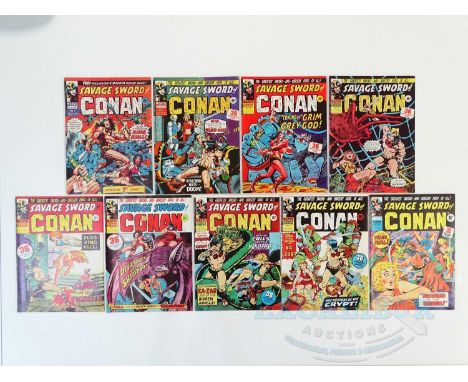 SAVAGE SWORD OF CONAN #1, 2, 3, 4, 5, 6, 7, 8, 11 (9 in Lot) - (1975 - BRITISH MARVEL) - First British comic book appearance 