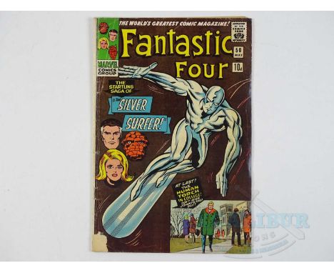 FANTASTIC FOUR #50 (1966 - MARVEL - UK Price Variant) - Third appearance for both Silver Surfer &amp;  Galactus + Johnny Stor