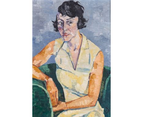 GASSEBNER, HANS (1902-1966) "Porträt einer Frau in einem grünen Sessel" 1929 Öl auf Leinwand, monogr. und dat. "HG 29", HxB: 