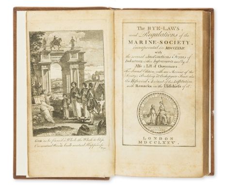 Bye-Laws (The) and Regulations of the Marine-Society, engraved title and frontispiece, some light offsetting or browning, lat