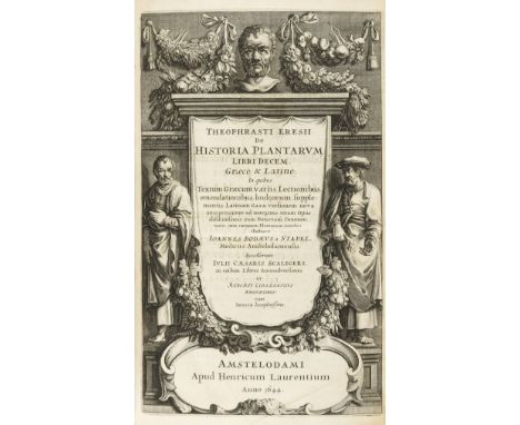 Botany.- Theophrastus. De Historia plantarum libri decem, first edition edited by Joannes Bodaeus à Stapel, double column, te