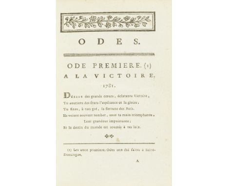 American Revolutionary War.- West Indies.- Castéra (Jean-Henri) Odes, first edition, half-title, title with woodcut floral or