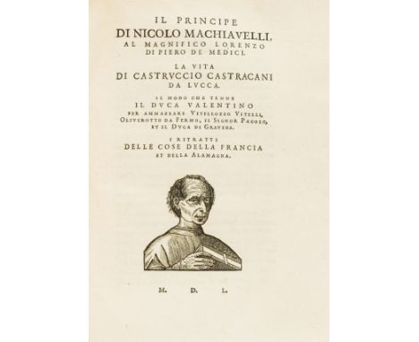 Machiavelli (Niccolò) Tutte le opere...divise in V. Parti., 5 parts in 1, collation: [*2] a-z aa-zz aaa-hhh4 : *4 a-r4 s2 : à