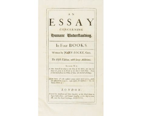 Locke (John) An Essay Concerning Humane Understanding, fifth edition, some light foxing but very clean generally, contemporar