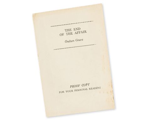 Greene (Graham) The End of the Affair, uncorrected proof copy, original wrappers with colour lithograph of dog to verso, spin