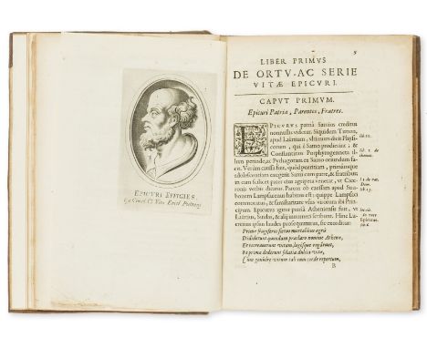 Gassendi (Pierre) De vita et moribus Epicuri libri octo, first edition, title with woodcut printer's device, engraved portrai