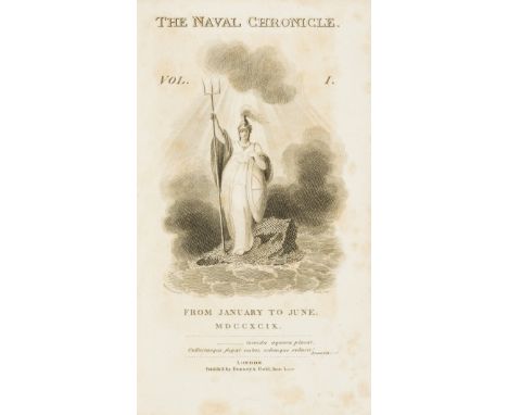 Maritime.- Naval Chronicle (The), 20 vol. only (of 40), mixed edition but a complete run, numerous engraved and aquatint plat