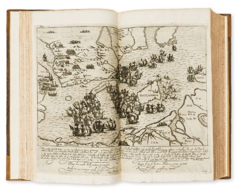 Danish Chronicle.- Huitfeldt (Arild) Danmarckis Rigis Krønicke, 2 vol., half-titles, engraved portrait of the author by A. Ha
