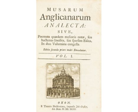 Addison (Joseph, editor) Musarum Anglicanarum Analecta, 2 vol. in 1, second edition, titles with engraved vignettes, occasion