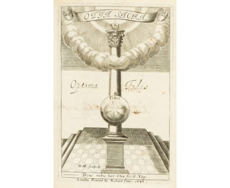 Westmorland (Mildway Fane, Earl of) Otia sacra optima fides, 2 parts in 1, first edition, presentation copy from the author, 