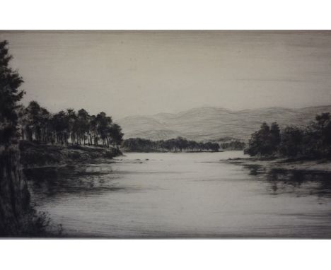 Johnstone Baird (Scottish) "Scottish Loch" Etching, signed lower right