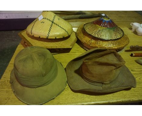 Mixed Lot of Sundry Collectables, to include a set of Antique iron hedge clippers, hats, railway lamp etc