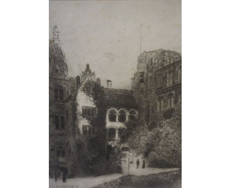 Willie Rawson Etching, also with three other etchings, (4)