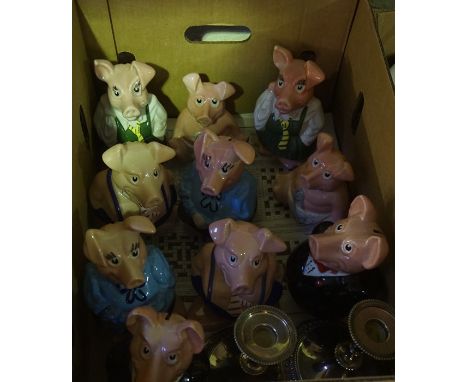Mixed Lot of Sundries, to include oil lamp, brass fire irons, pig ornaments etc