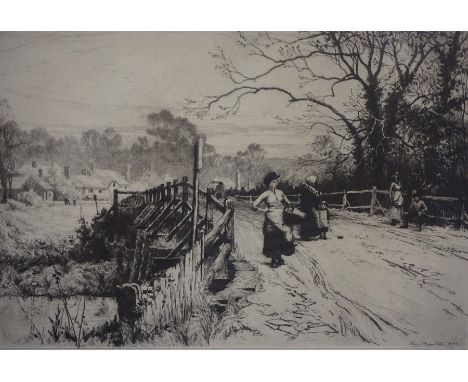 Percy Robertson (1868-1934) "Country Path with Figures" Etching, signed lower right