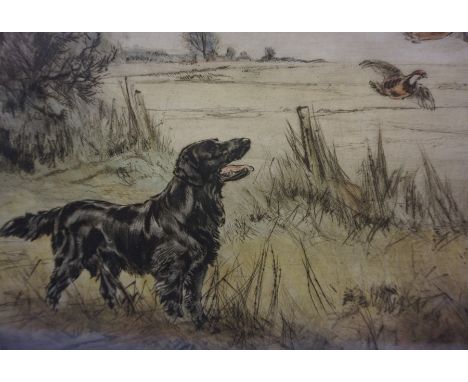 Henry Wilkinson (1921-2011) "Flatcoated Retriever" Limited Edition Colour Etching, no 39 of 180, signed in pencil