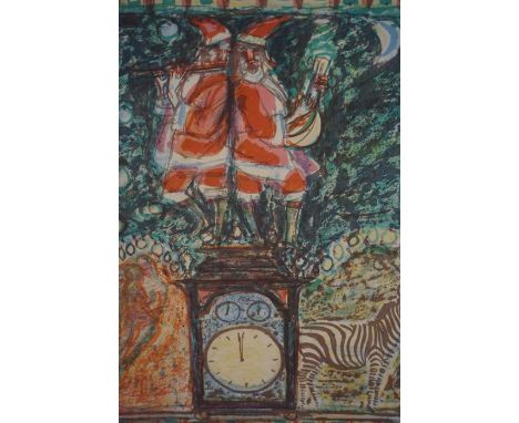 Sir Robin Philipson RA, PRSA, FRSA, RSW, RGI, D,LITT, LLD (Scottish 1916-1992) "Original Christmas Card" Colour Lithograph, 2