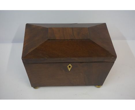 Regency Style Mahogany Sarcophagus Tea Caddy, circa 19th century, Lacking internal covers