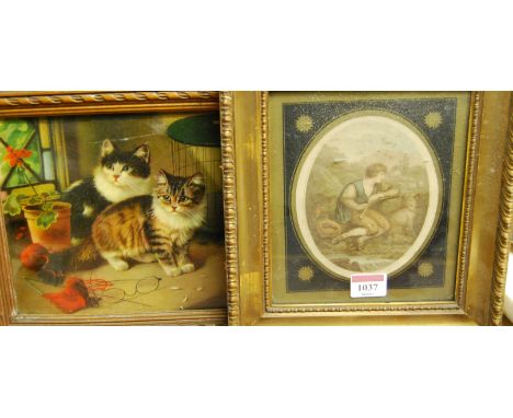 Assorted pictures and prints, to include pair of colour mezzotints