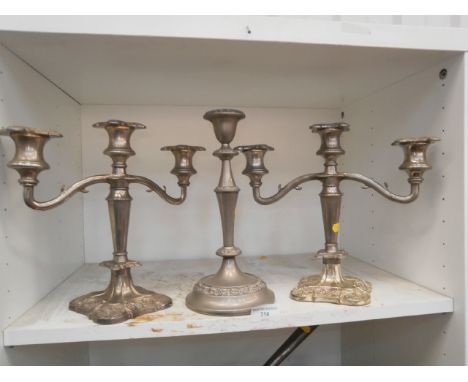 2 3 armed candelabras and candle stick