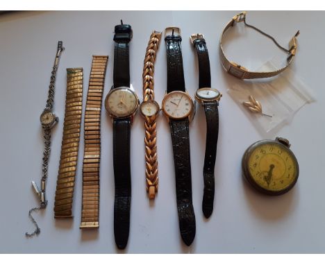 A quantity of vintage gents and ladies watches and accessories to include a gents Smiths Empire watch with a black leather st