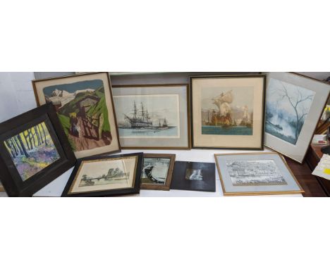 Pictures to include Harold Wyllie, HMS Victory, Norman Wilkinson, Frank William Boggs, prints and othersLocation: G 
