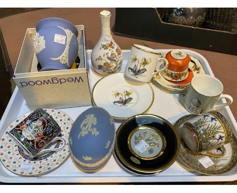 A selection of decorative china and trinketware including some Wedgewood Jasperware and other Wedgewood