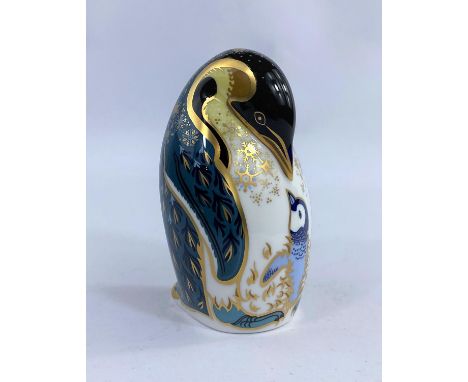 A Royal Crown Derby Penguin with baby MMV (boxed) 