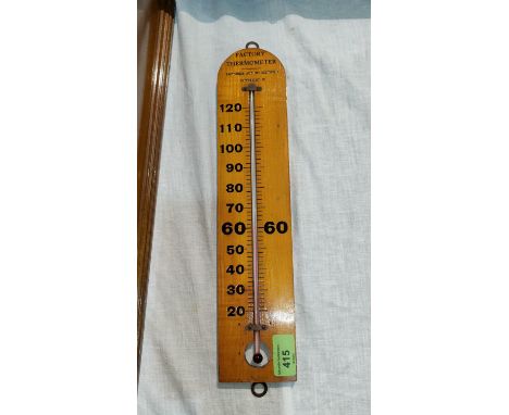 A Factory Thermometer, Factories Act, 1961, polished wood, 36cm 