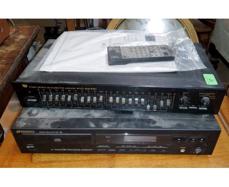 A Wangine Stereo Graphic Equalizer/ Pre Amplifier WVQ-600 PRo and a Sansui Compact disc player CD-190. 