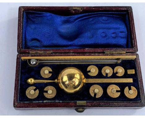 SIKE'S HYDROMETER, an unusual and early miniature example complete with thermometer, red morocco case, engraved plate for mak