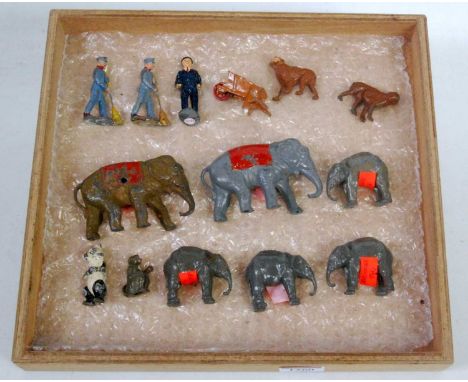 A quantity of various Britains, Timpo, and other elephants, circus figures, and wildlife figures, to include Britains 944 ele