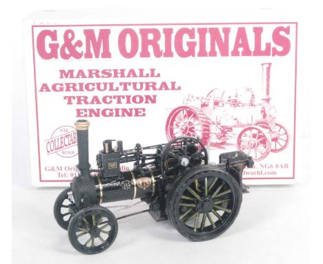 A G&amp;M Originals 1/32 scale white metal model of a Marshall Agricultural traction engine, finished in black with gold boil