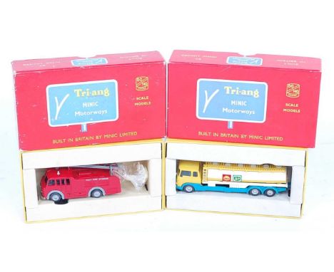 A Triang Minic Motorways boxed vehicle group to include Shell BP Petroleum tanker, together with a Kent Fire Brigade fire eng