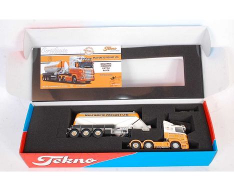 A Tekno 1/50 scale boxed model of a Multicrete Precast Scania R500 tractor unit with powder tanker trailer, housed in the ori