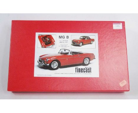 A Wills Finecast model No. A207 1/24 scale white metal kit for an MGB open topped saloon housed in the original box