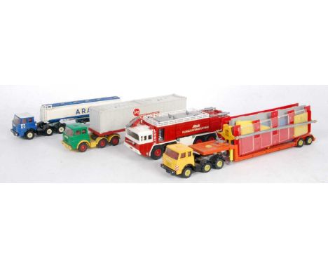 Four various loose Siku commercial and emergency vehicle diecasts to include a V288 aral petrol tanker,a V318 Siku container 