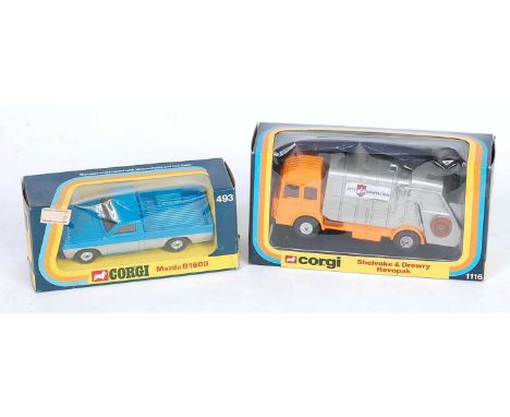 A Corgi Toys window boxed diecast group to include No. 493 Mazda B1600 pickup, together with a No. 1116 Shelvoke &amp; Drewry