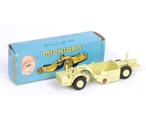 A Mercury No. 503 diecast model of a Euclid Michelin 310 tractor scraper, finished in Euclid light green with Euclid transfer