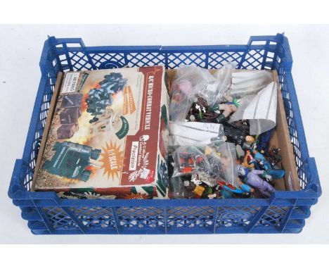 One tray containing a quantity of various Britains Timpo and other plastic figures and accessories, also to include mixed TV 