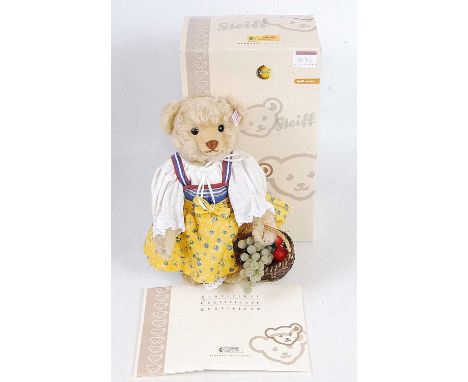 A Steiff Wedding Party series teddy bear girl, white tag to ear numbered 038051, limited edition example No. 37/500 released,