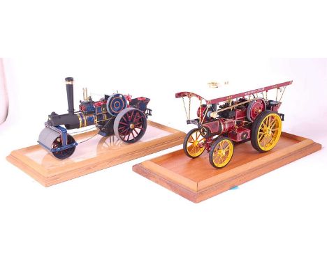 Two various plastic kit built static display models of steam engines to include a Fowler Showman's engine, together with a Ga