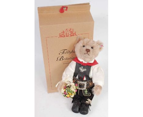 A Steiff Wedding Party series Groom teddy bear, white tag to ear numbered 038020, limited edition No. 251/500 released with c