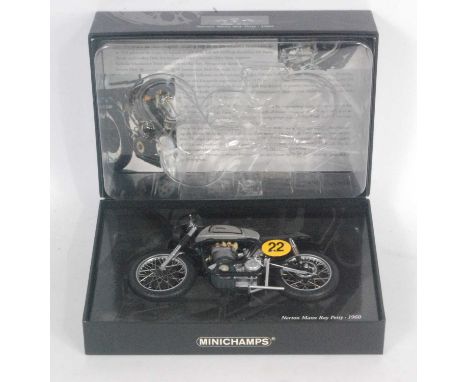 A Minichamps model No. 122132400 Classic Bike Series No. 26 1/12 model of a Norton Manx Ray Petty 1960 motorbike housed in th