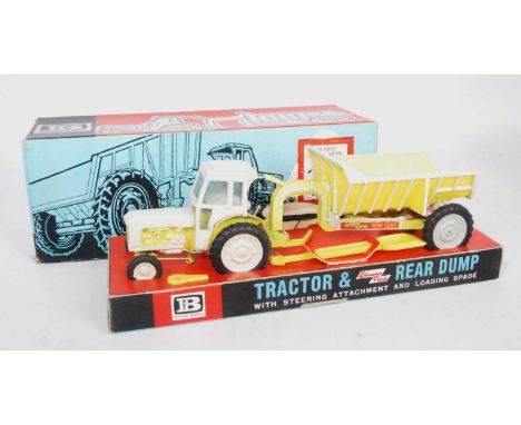 A Britains No. 9630 Shawnee Poole tractor and rear dump, rare example finished in yellow, model has been partly over-painted 